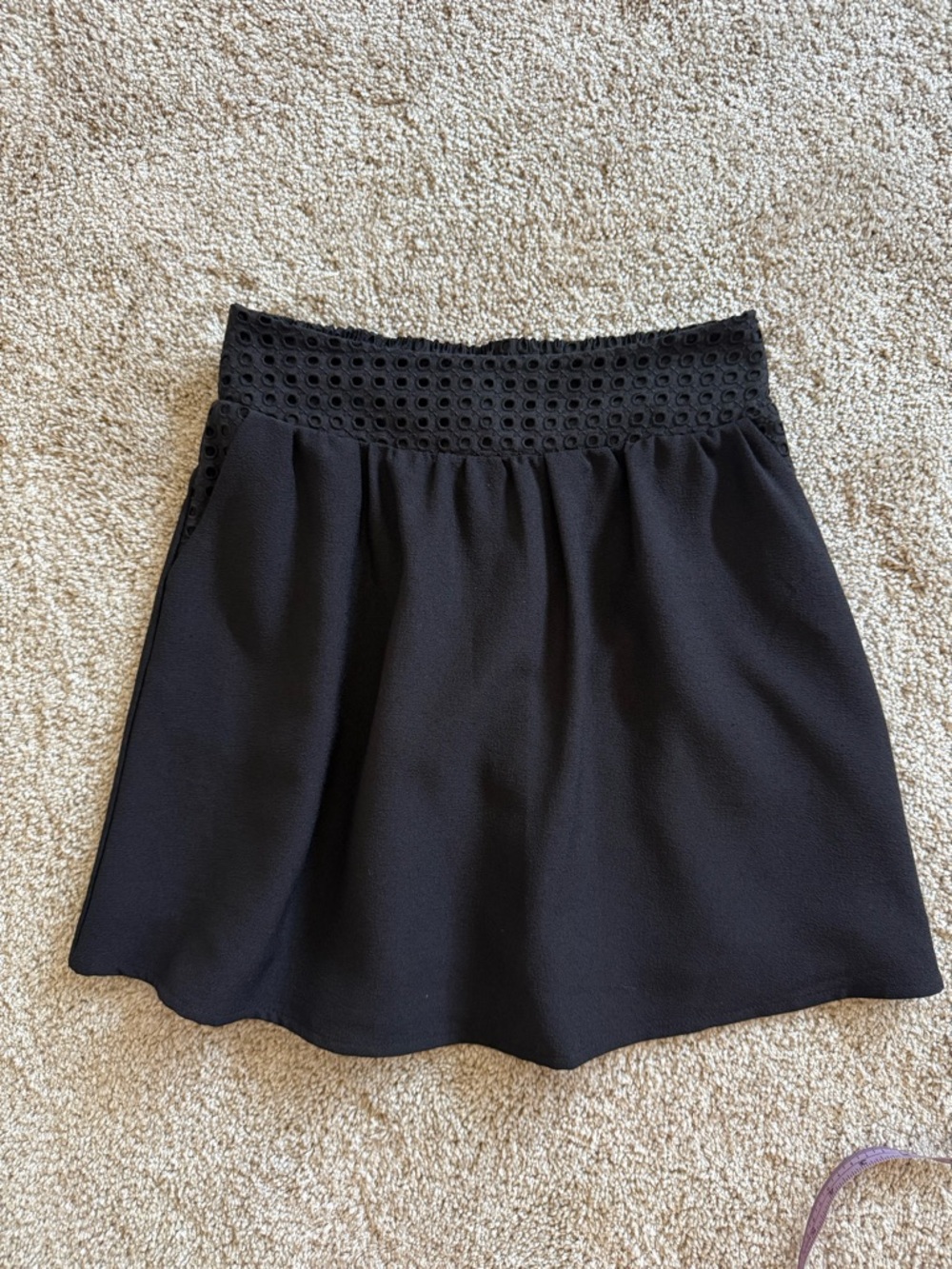NAF NAF Black A-line skirt with stretchy eyelet waistband